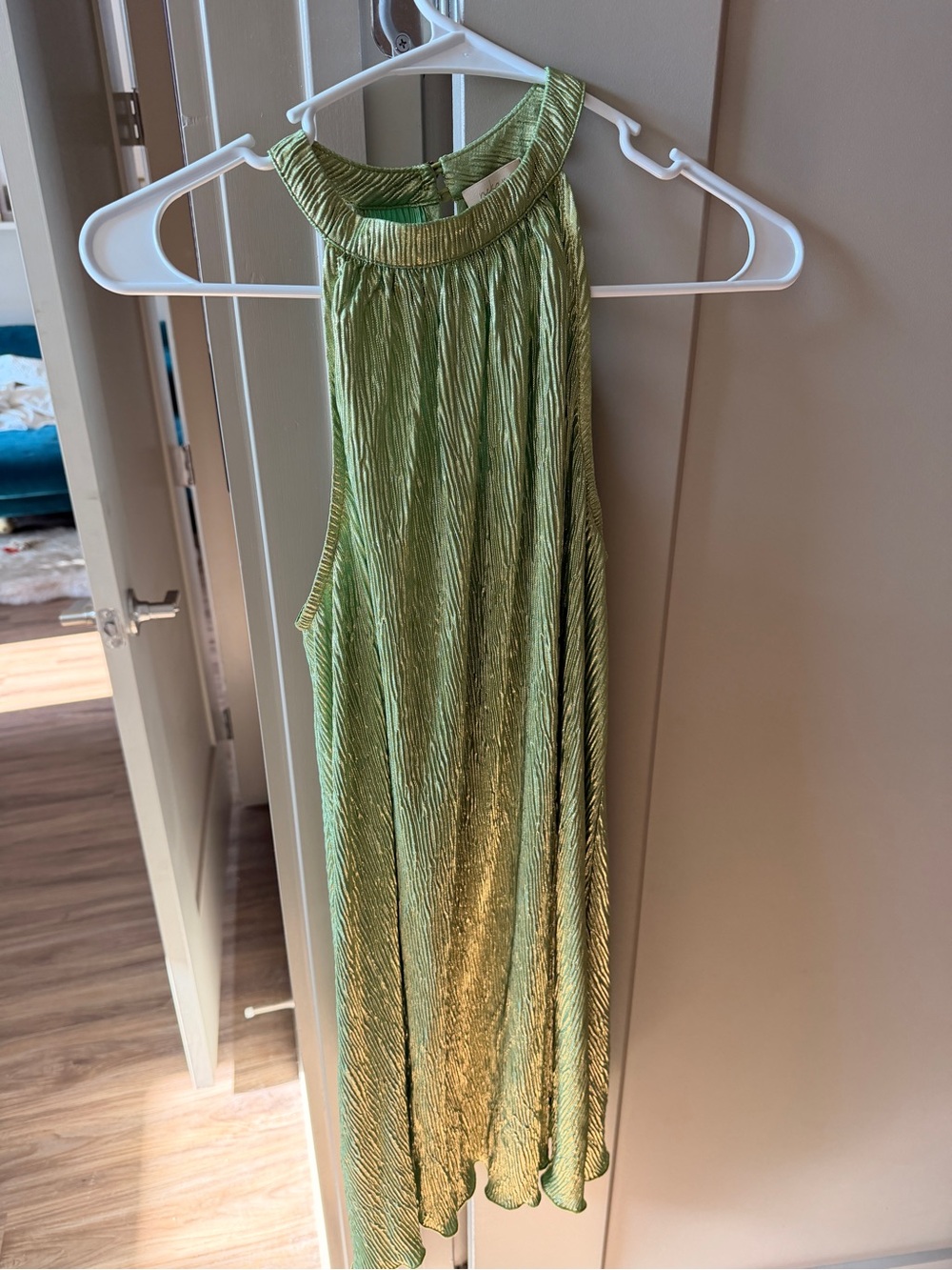 Nekane NKN Pleated Halter Midi Dress in Light Green